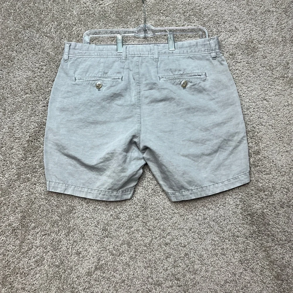 Johnnie-O Shorts Mens 33 7 Inseam Light Gray Linen Blend Flat Front 5 Pocket EUC